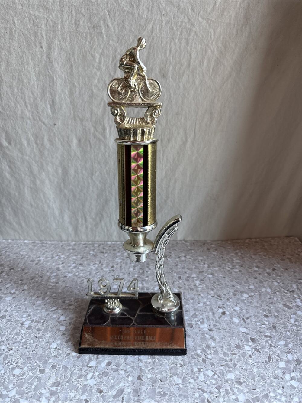 Vintage Bicycle Trophy 1974 13.5” Tall